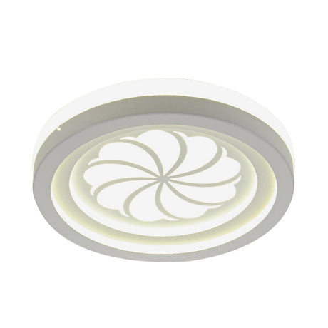 Modern White Circle Shade Ceiling Light - Acrylic Flush Mount For Hallway