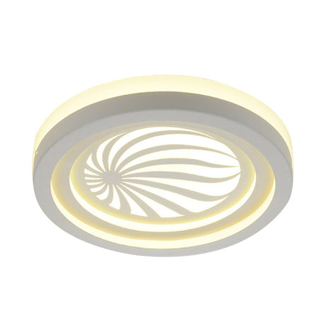 Modern White Circle Shade Ceiling Light - Acrylic Flush Mount For Hallway