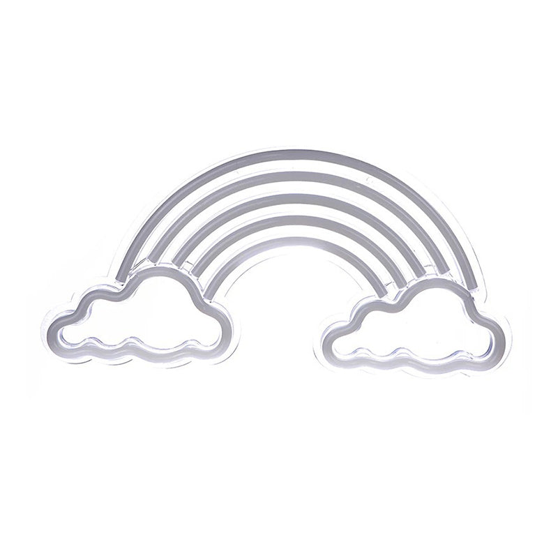 Cartoon Led Bedroom Nightstand Lamp With Rainbow Shade - White Night Lighting