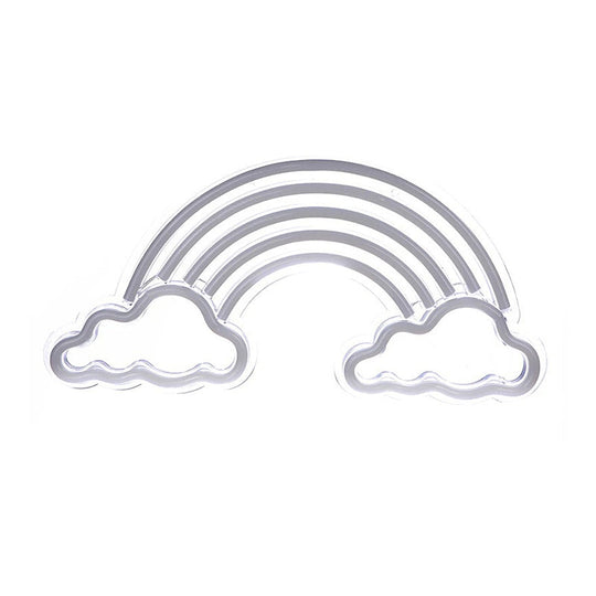 Cartoon Led Bedroom Nightstand Lamp With Rainbow Shade - White Night Lighting