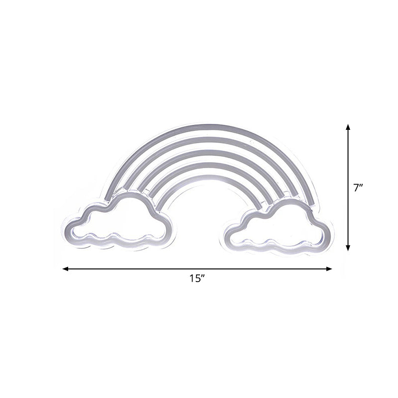 Cartoon Led Bedroom Nightstand Lamp With Rainbow Shade - White Night Lighting