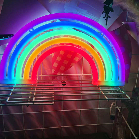 Led Rainbow Night Light With Usb Plug For Modern Wall Décor White