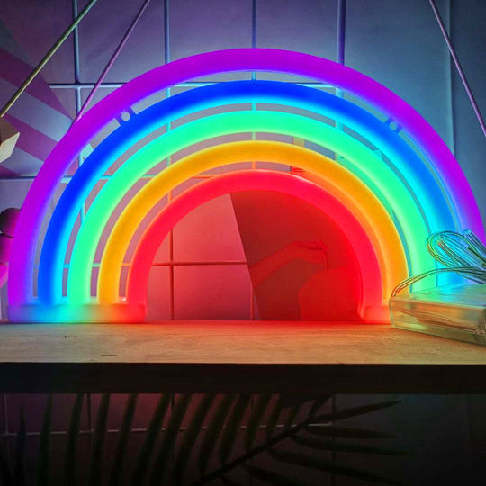 Led Rainbow Night Light With Usb Plug For Modern Wall Décor