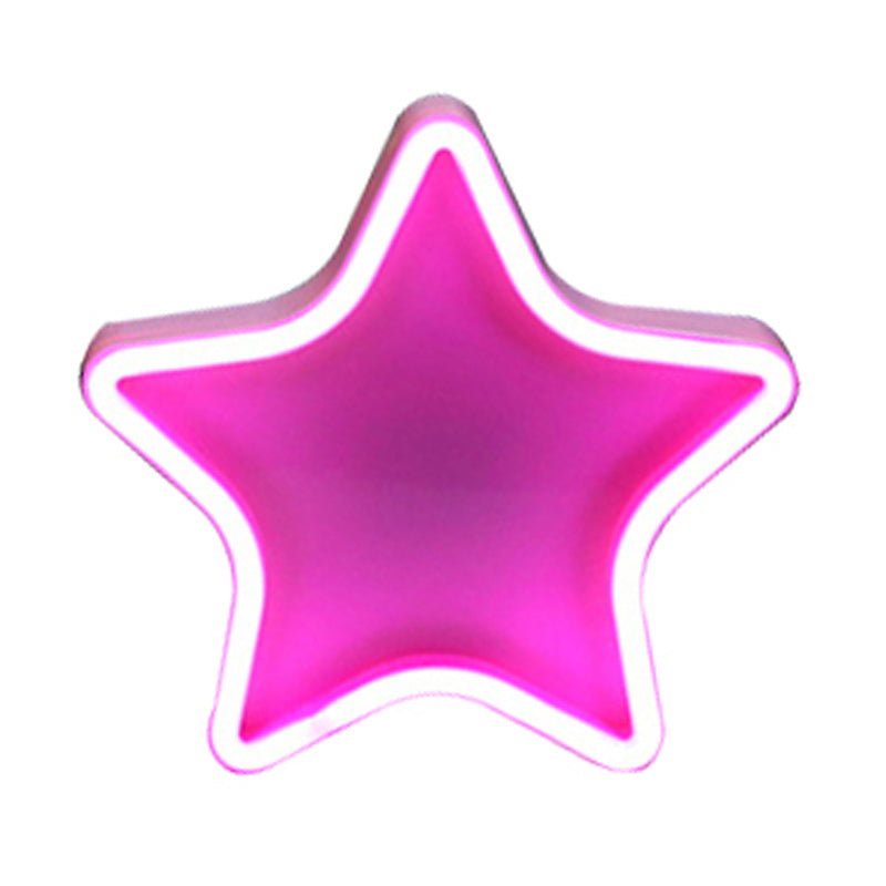 Cartoon Star Led Nightstand Lamp For Girls Room With Plastic Shade