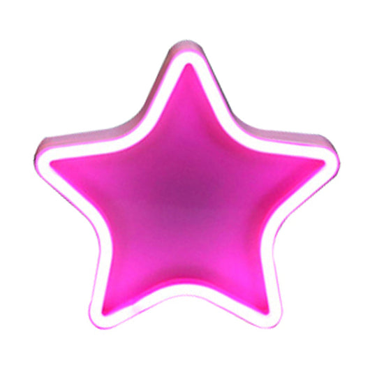 Cartoon Star Led Nightstand Lamp For Girls Room With Plastic Shade