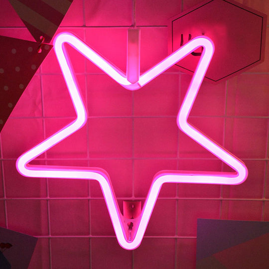 Pentastar Modernist Led Plastic Night Light - White Wall Lighting For Childrens Room / Pink