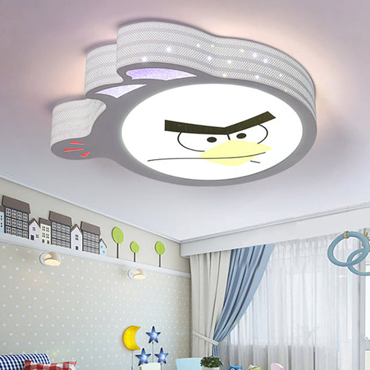 Kid’s Cartoon Flush Mount Ceiling Light: Modern Acrylic Fixture In White