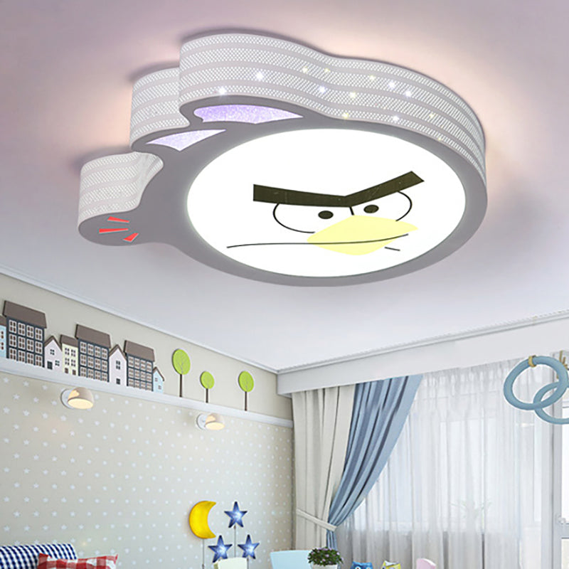 Kids Cartoon Flush Mount Ceiling Light: Modern Acrylic Fixture In White