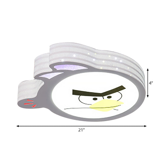 Kid’s Cartoon Flush Mount Ceiling Light: Modern Acrylic Fixture In White