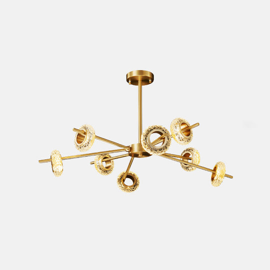 Postmodern Crystal Ring Chandelier - Handmade 8/12/16 Light Pendant For Living Room Ceiling In Brass