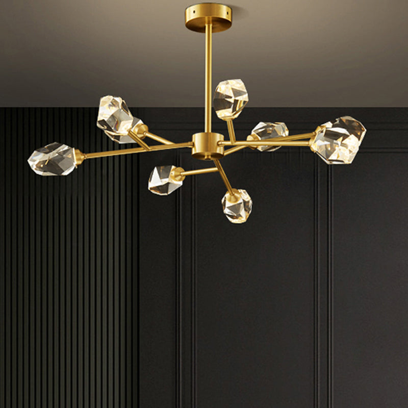 Modern Gold K9 Crystal Gem Chandelier - 6/9/18-Head Living Room Ceiling Lamp 9 /
