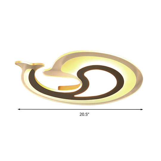 Dolphin Led Ceiling Light For Theme Parks And Bathrooms - Acrylic Animal Flush Fixture In White