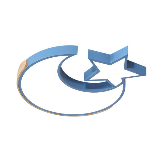 Macaron Star Moon Led Ceiling Mount Light In Nordic Style Grey/Blue/Green - Ideal For Bedrooms