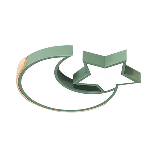Macaron Star Moon Led Ceiling Mount Light In Nordic Style Grey/Blue/Green - Ideal For Bedrooms