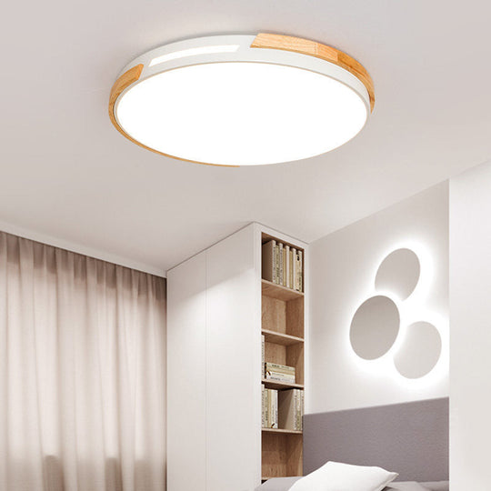 Simple Style Acrylic Flushmount Led Ceiling Light In White 12/16/19.5 Width - Ideal For Bedroom