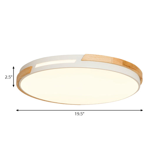 Simple Style Acrylic Flushmount Led Ceiling Light In White 12’/16’/19.5’ Width - Ideal For Bedroom