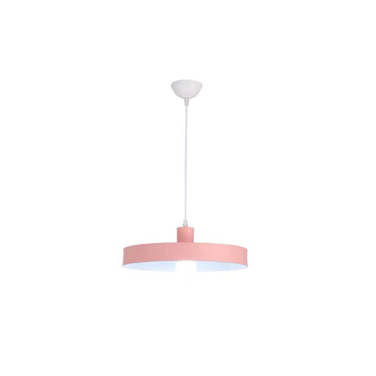 Modern Pendant Light Kit With Metal Pot Lid Shade – Ideal For Dining Room Hanging Lamp Pink