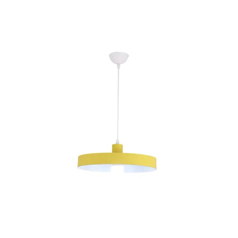 Modern Pendant Light Kit With Metal Pot Lid Shade – Ideal For Dining Room Hanging Lamp Yellow