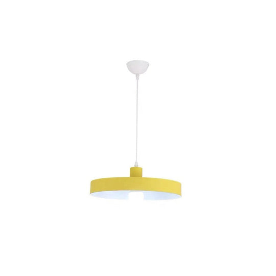Modern Pendant Light Kit With Metal Pot Lid Shade – Ideal For Dining Room Hanging Lamp Yellow
