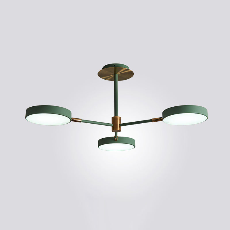 Contemporary Acrylic Drum Pendant Chandelier With Sputnik Design 3 / Green