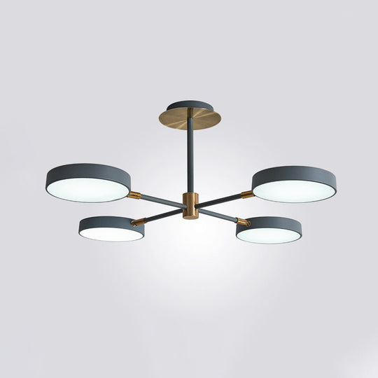 Contemporary Acrylic Drum Pendant Chandelier With Sputnik Design 4 / Grey