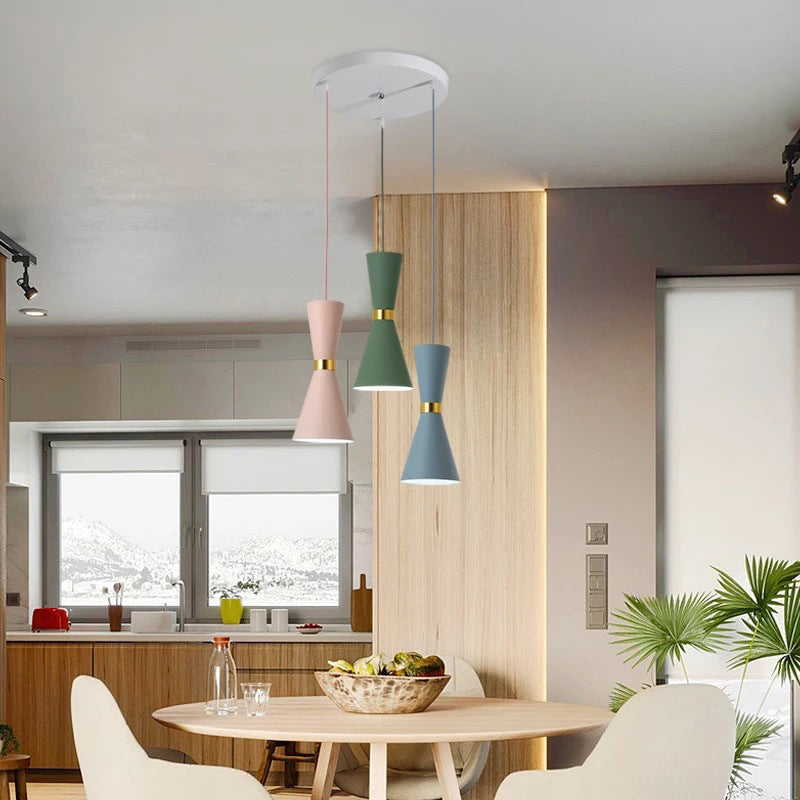 Contemporary Hourglass Ceiling Pendant With Metal Finish - 1-Light Down Lighting Fixture For Dining