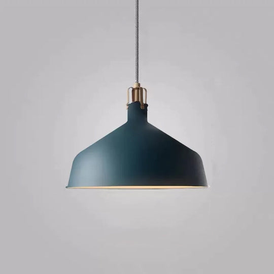 Modern Metal Barn Hanging Pendant Light For Dining Room - 1-Head Suspension Dark Blue / B