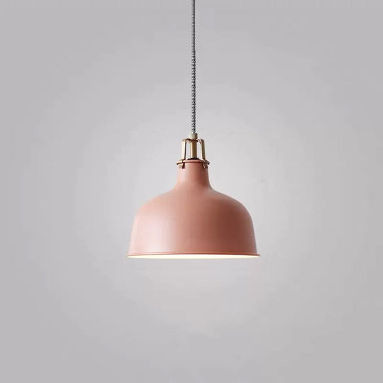 Modern Metal Barn Hanging Pendant Light For Dining Room - 1-Head Suspension Pink / A