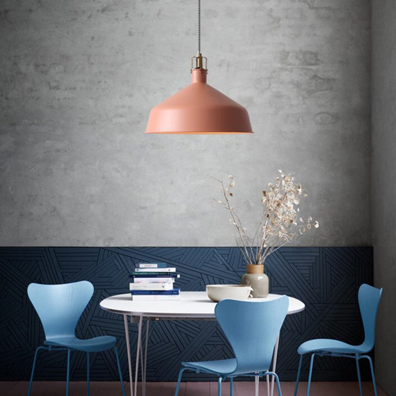 Modern Metal Barn Hanging Pendant Light For Dining Room - 1-Head Suspension Pink / B