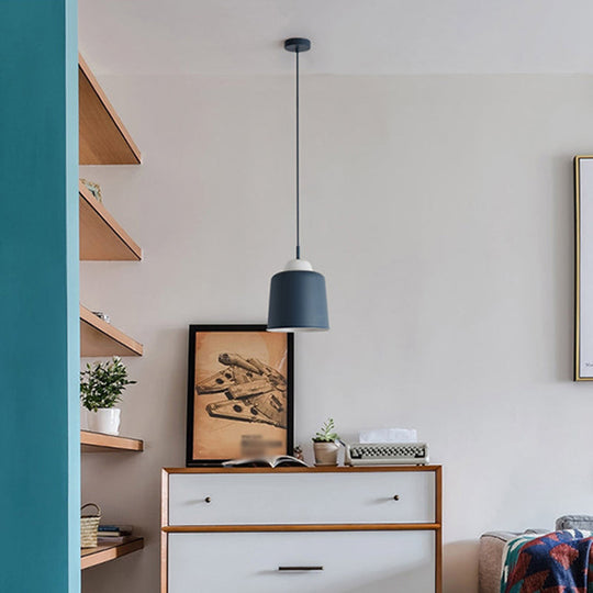 Modern Pendant Lamp For Dining Room Ceiling With Metal Shade Blue