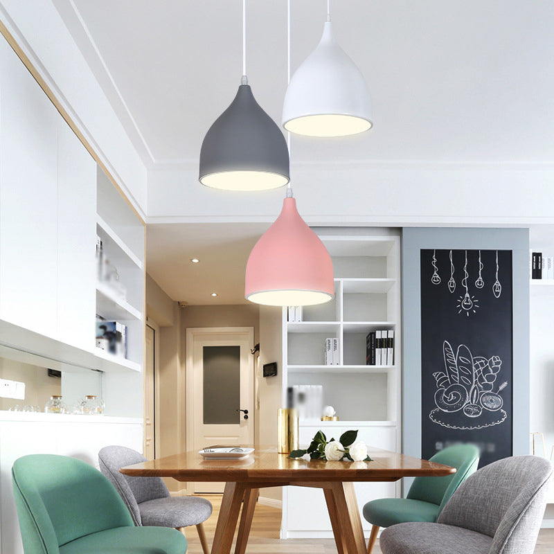 Metal Multi Pendant Light - Simplicity 3-Head White Hanging Lamp Kit For Dining Room With Onion