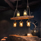 Leaf Pattern Wood Lantern Chandelier - Stylish Metallic Lighting For Restaurants / E