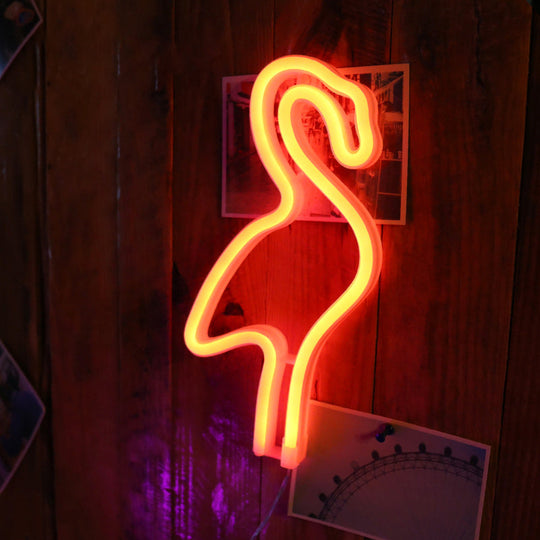 Flamingo Led Night Lamp With Usb Charging And Plastic Shade White / Red