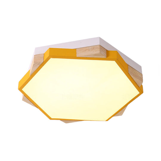 Nordic Hexagon Flush Mount Acrylic Ceiling Lamp For Study Room