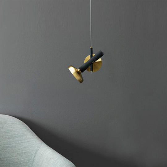 Modern Brass Bedside Pendant With Torch Metal Shade And Down Lighting
