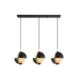 Adjustable 3-Bulb Pendant Light With Milky Glass Shades Black / Linear