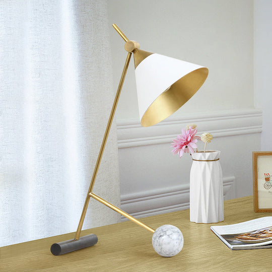 Cecilia - Sleek Minimalistic Cone Night Table Lighting Metallic 1 Bulb Bedside Nightstand Light