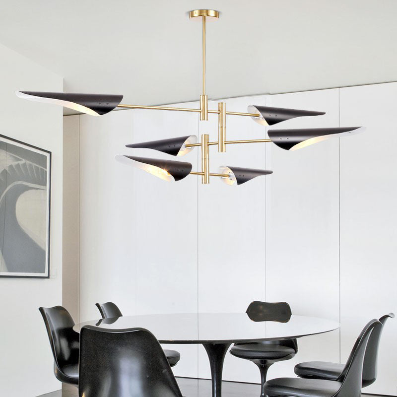 Modern Metal Quill Chandelier Pendant Light With Sputnik Design For Living Room