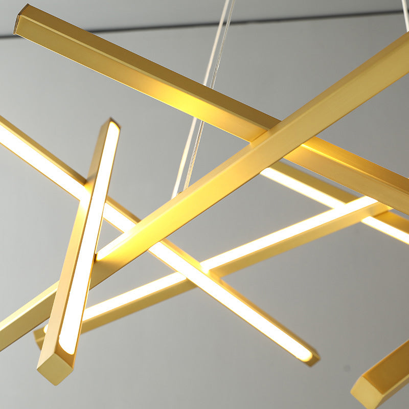 Modernist Acrylic Led Chandelier: Criss Cross Linear Suspension Lamp For Dining Room Ceiling