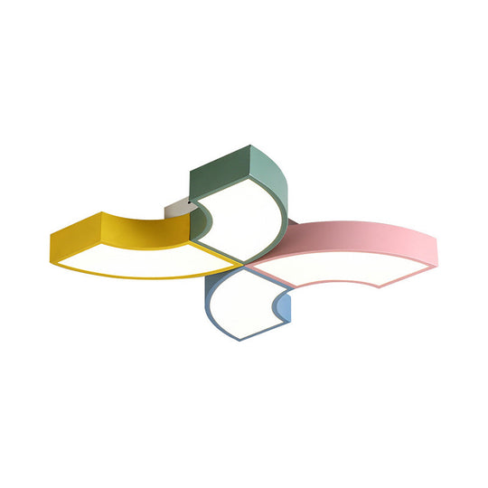 Macaron Half-Ring Flush Mount Led Ceiling Light For Childrens Room - Warm/White