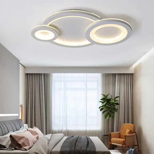 Modern White Ring And Oval Led Ceiling Light For Adult Child Room /
