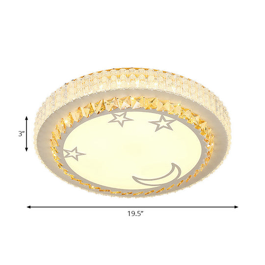 Modern Circular Flushmount Led Ceiling Light With Clear Crystal And Fun Patterns Ideal For Bedroom