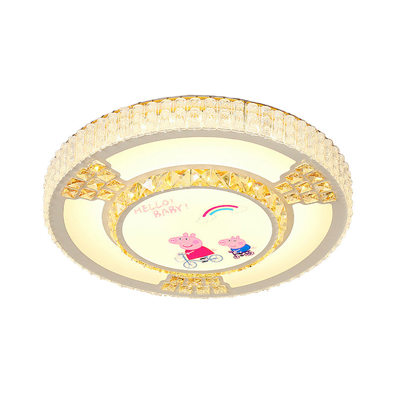 Modern Circular Flushmount Led Ceiling Light With Clear Crystal And Fun Patterns Ideal For Bedroom