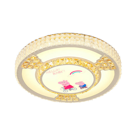 Modern Circular Flushmount Led Ceiling Light With Clear Crystal And Fun Patterns Ideal For Bedroom