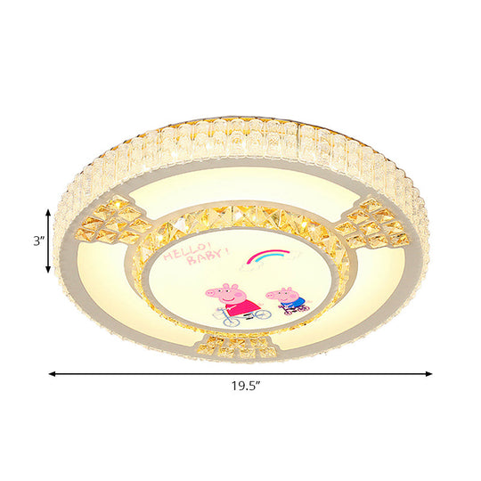 Modern Circular Flushmount Led Ceiling Light With Clear Crystal And Fun Patterns Ideal For Bedroom