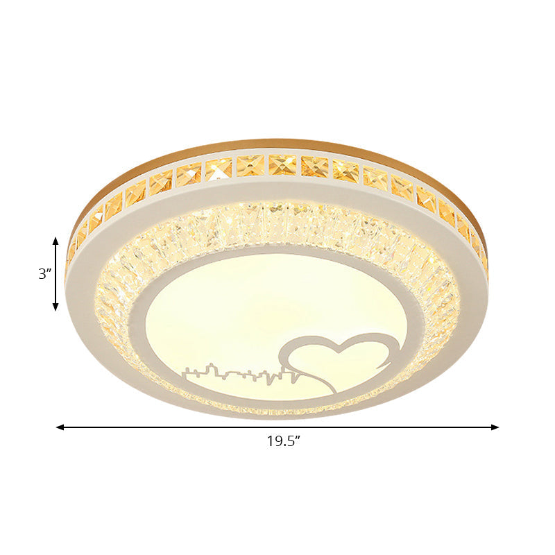 Modern Circular Flushmount Led Ceiling Light With Clear Crystal And Fun Patterns – Ideal For Bedroom