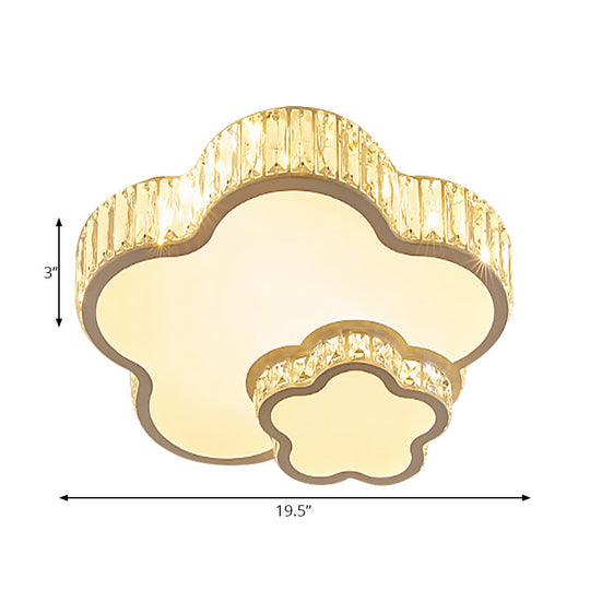 Crystal Acrylic Flower Led Flush Mount Light For Child Bedroom In White