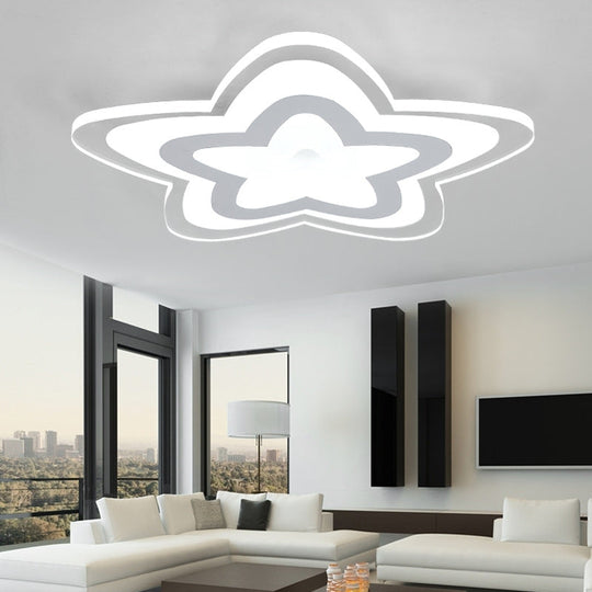Contemporary Star Slim Led Ceiling Mount Light In White - Perfect For Game Room! / 14