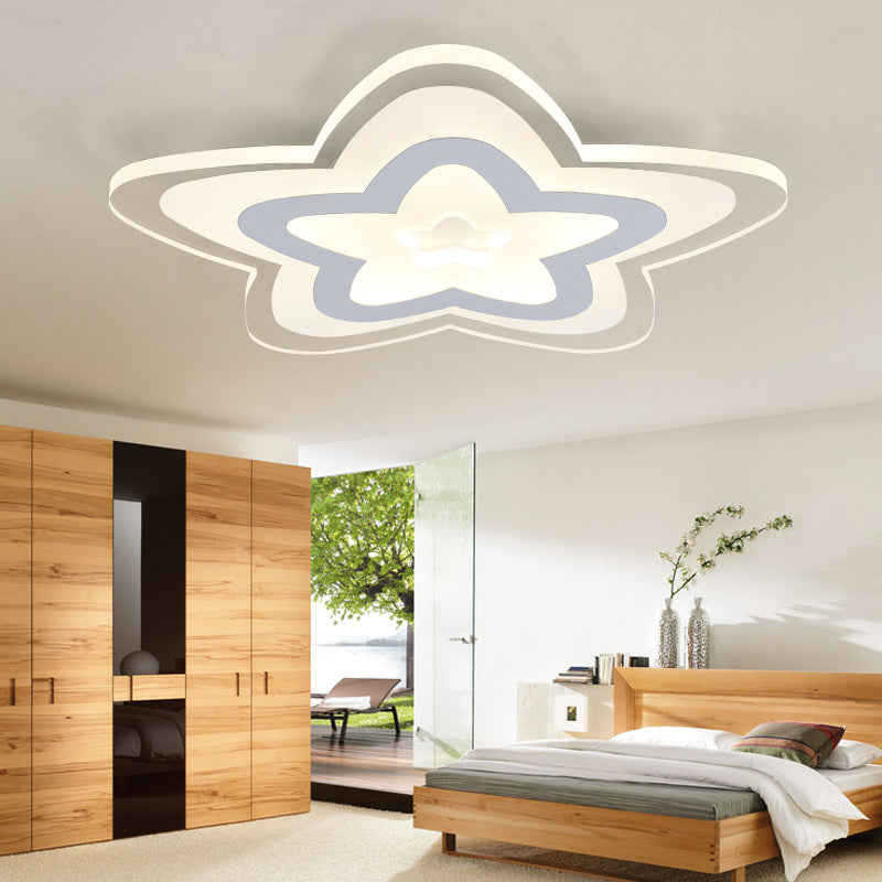 Contemporary Star Slim Led Ceiling Mount Light In White - Perfect For Game Room! / 14 Warm