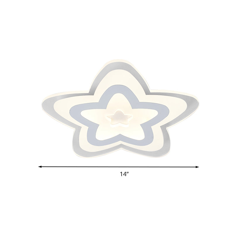 Contemporary Star Slim Led Ceiling Mount Light In White - Perfect For Game Room!